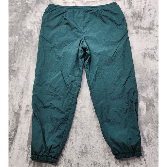 Vintage 1990s Nike Pants Mens XL Green Nylon Windbreaker Trackpants Zip Hem - Picture 1 of 13